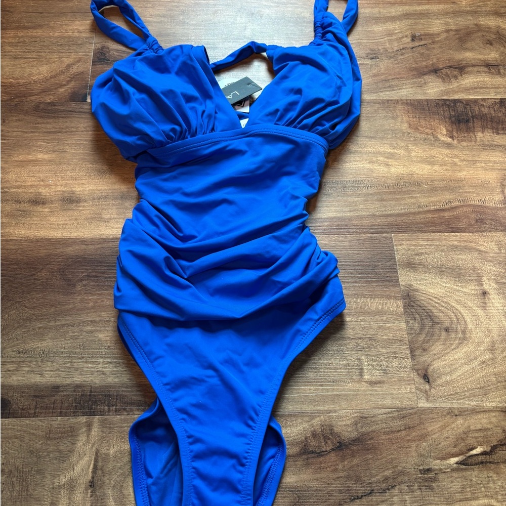 NWT Designer One-Piece Blue Swimsuit